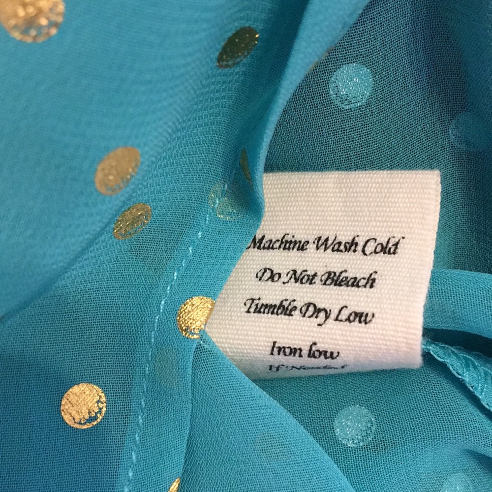 Beautiful Sleeveless Blouse Top Green Gold Dots Collar M L - Picture 8 of 10